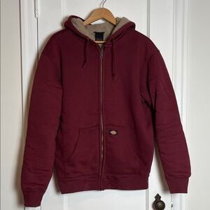 Dickies Men's Burgundy Sherpa Fleece Hoodie Size M